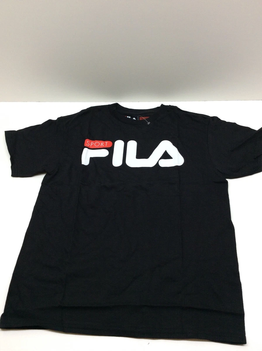 Fila Sport Logo T-Shirt Black White Youth | eBay