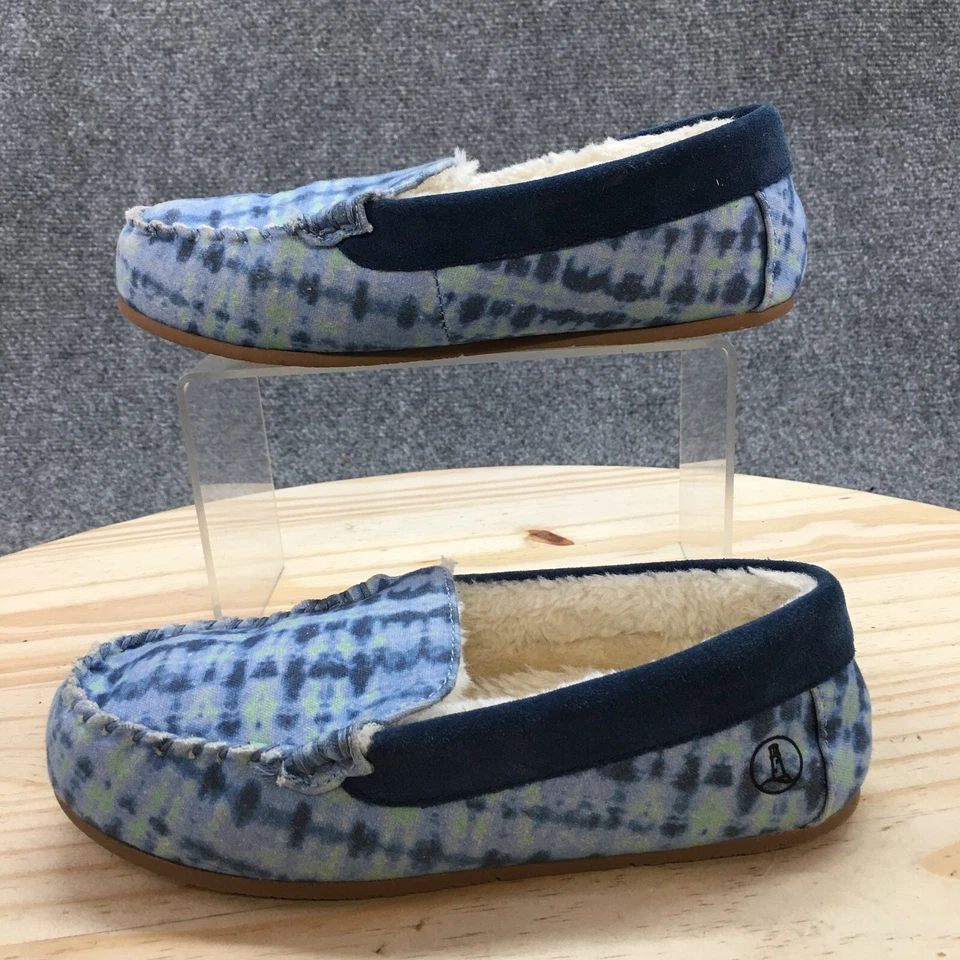 Zapatillas Lands End juveniles 3 mocasines sin cordones azules cómodos piel sintética tie dye Foto 2 de 4