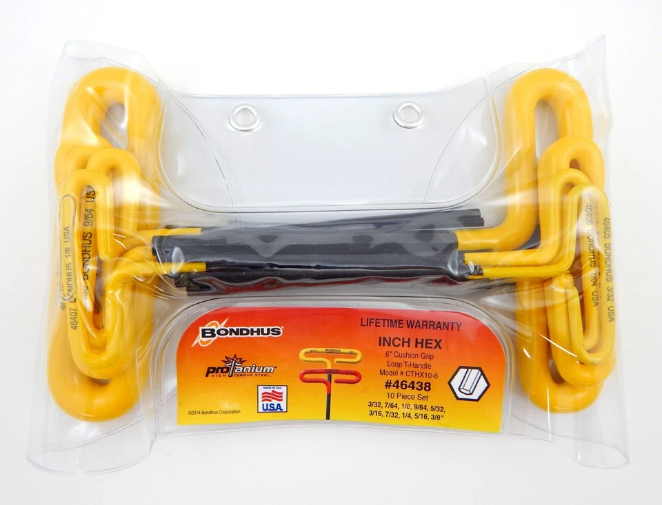 Bondhus Loop T Handle Hex Wrench Set Metric SAE Standard 3/32-3/8in 2-10mm USA - Image 4 of 4