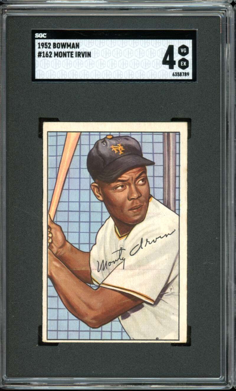 1952 Bowman #162 Monte Irvin New York Giants HOF SGC 4 VG-EX