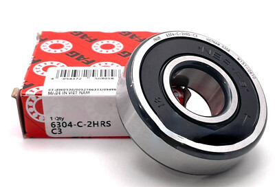 NEW FAG 6304 2RS C3 DEEP GROOVE BALL BEARING, RUBBER SEALED 20x52x15 mm