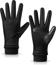 Winter Gloves Women with Touchscreen Fingers Black Size Large NEW