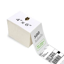 4" x 6" Fanfold Direct Thermal Shipping Label for Zebra & Rollo, 4000 Labels