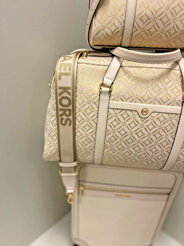Michael Kors Travel Small Trolley Bag + Duffle Bag+XL Weekender Bag(Light Cream) - Picture 10 of 24