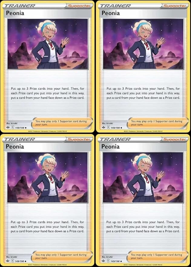 Pokemon -  4x Peonia - 149/198 - Chilling Reign - Card Lot - Play Set- NM/M