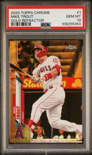 Mike Trout 2020 Topps Chrome Gold Refractor 27/50 PSA 10 JERSEY NUMBER Card #1