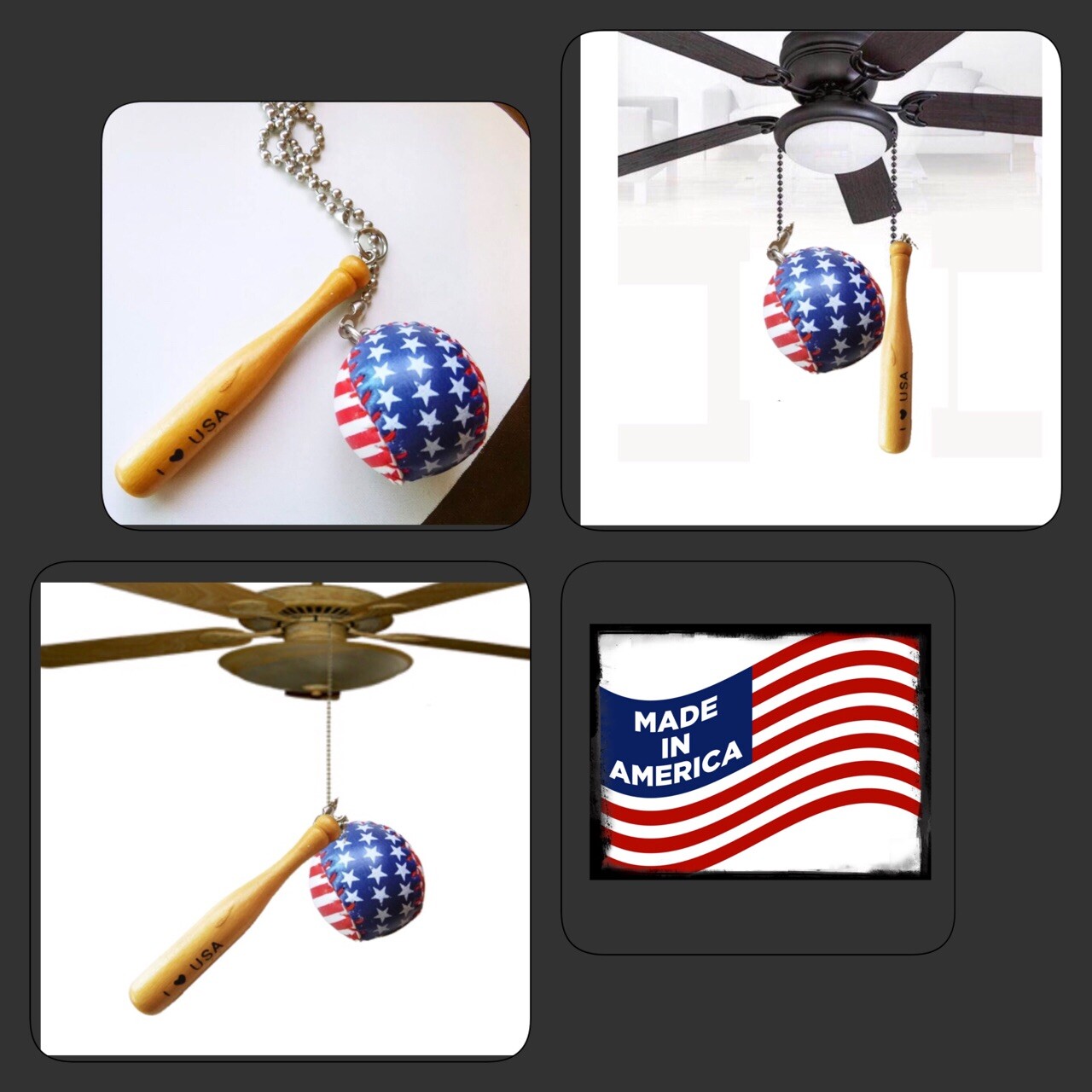 Ceiling fan light chain extender with baseball bat grip design  -image
