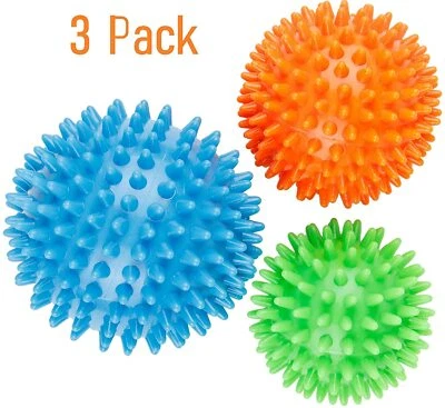 ELGETEC 3 Set Trigger Point Massage Ball Set Spiky PVC Roller Balls Pain Relief Pilates