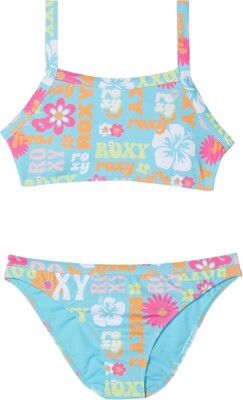 Roxy Girls Island Trip Crop Top Bikini Swimsuit Sz 10 Floral NEW NWT