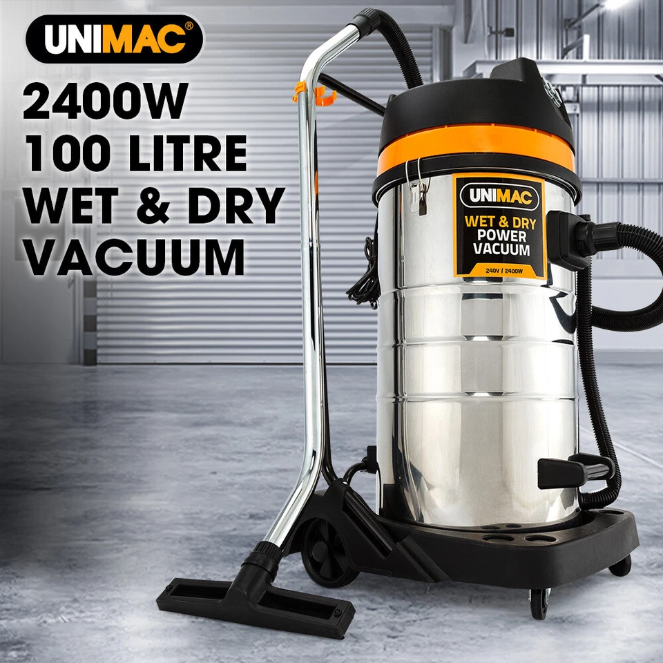 UNIMAC 100L 2400W Wet and Dry Vacuum Cleaner for Workshop Car Carpet Portable