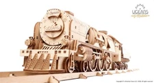 UGEARS Steam Locomotive with Tender  - Mechanical 3D Wooden Model - UTG0011