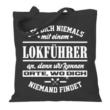 Stoffbeutel Baumwolltasche Jutebeutel Lange Henkel Leg dich Lokführer Zug Bahn