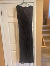 Tadashi Shoji Navy Blue Lace Sleeveless Gown Size 14 preowned