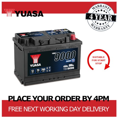 12V Car Battery, Type 096, Yuasa YBX9096, 70Ah 760CCA AGM Start Stop eBay
