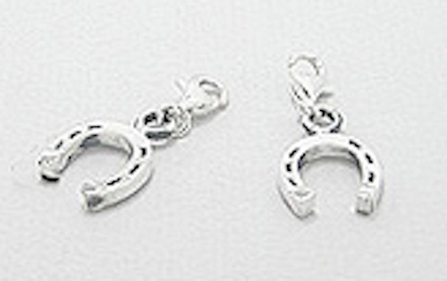 Solid Sterling Silver Horseshoe Lucky Charm Bracelet Pendant Necklace Horse - Picture 1 of 2