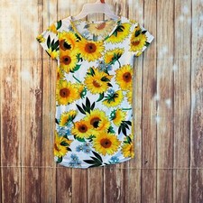 Kids Girl s Short Sleeve Round Neck Floral Dress Size Medium