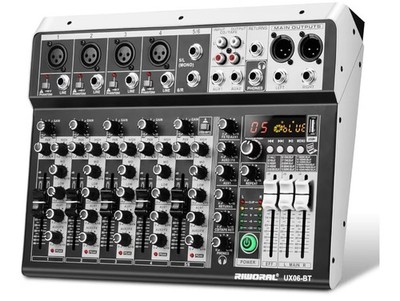 Audio Mixer Sound Mono Stereo Eingang 6 Kanal Digital Mischpult DJ Bühne