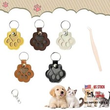 5 Pcs Pet Hair Keepsake Keychain Set - Paw Shaped Leather Memorial Gift for
