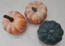 Lot of 3 Colorful Small Pumpkins Fall Thanksgiving Home Decor/ DIY Crafts