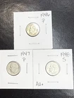 (3 Coins) 1946 1947 1948 Roosevelt Silver Dimes