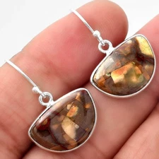 Natural Purple Cow Jasper 925 Sterling Silver Earrings Jewelry E-1001