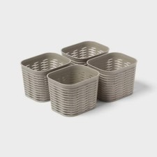 4pk Wave Decorative Basket Mini Gray - Brightroom