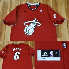 LeBron James Miami Heat Adidas Jersey Swingman Xmas Day 2013 Sleeves NBA Men XL
