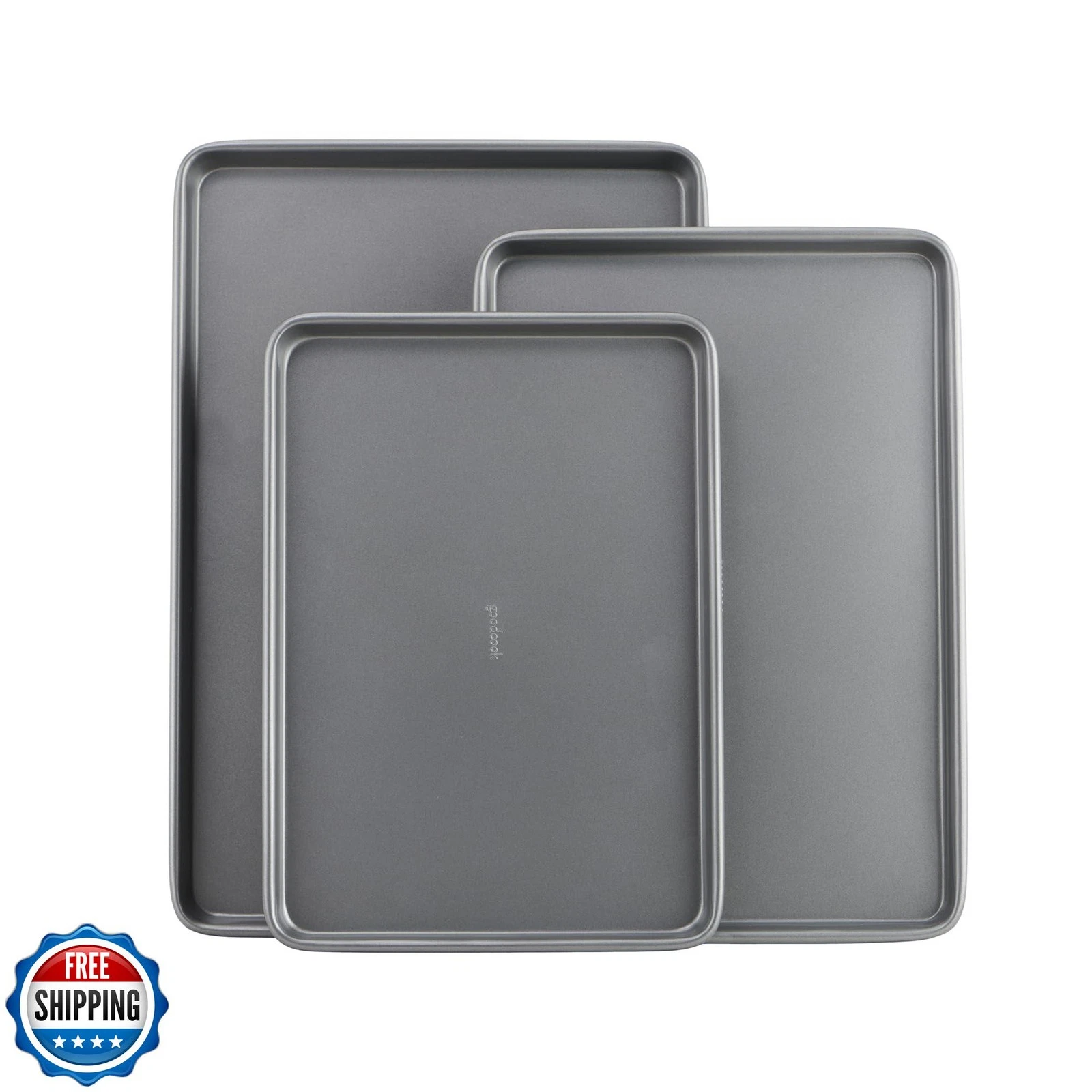 GoodCook Everyday Nonstick Carbon Steel Baking Sheet Set, 3 Pack – Small 13”