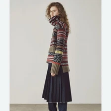 Pringle of Scotland Fall 2018 Patchwork Fair Isle Sweater In Brown Size S