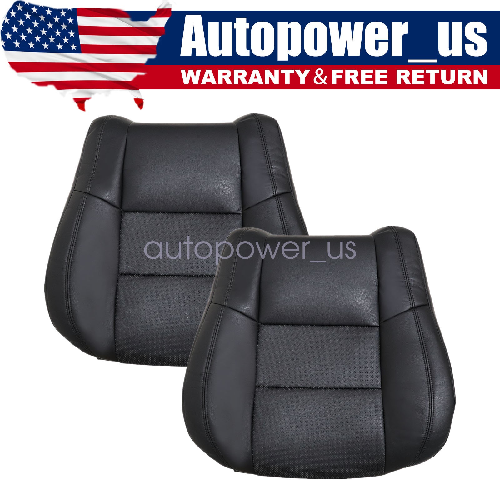 For Dodge Durango 2011-2018 Both Side Top Perforated Leather Seat Cover Black