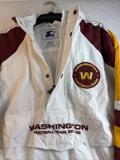 Men WASHINGTON COMMANDERS Starter 1/2 Zip Hooded Raglan Jacket White Size XL