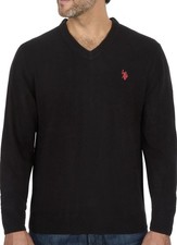 U.S. Polo Assn. Mens Solid V-Neck Long-Sleeve Sweater