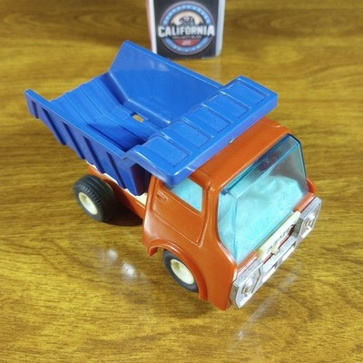 Marx Toys Dump Truck Red Blue White Made In Hong Kong Plastic