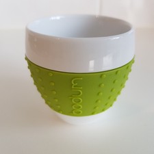 Bodum Pavina porcelain espresso demitasse coffee cup green silicone holder 6cm