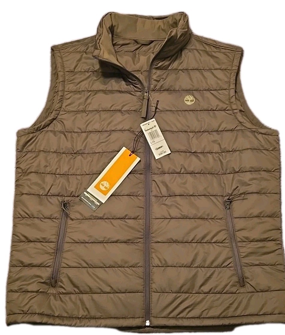 Timberland ReBOTL Mens Vest L Brown Puffer Recycled Eco-Friendly Gorpcore NWT