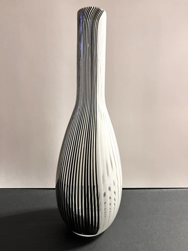 MCM Dino Martens Mezza Filigrana for Aureliano Toso Murano Glass Vase Italy 16"