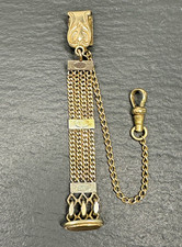 ANTIQUE GOLD FILLED MARATHON WATCH CHAIN AND FOB N409