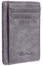 Travelambo Slim Wallet Front Pocket Minimalist Leather RFID Blocking Medium Size