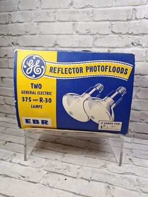 Package (2) Vintage General Electric Reflector Photofloods 375W R-30 TESTED WORK