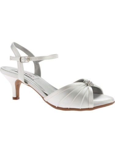 DYEABLES Womens White Madallion Cushioned Padded Kitten Heel Buckle Sandals 9.5