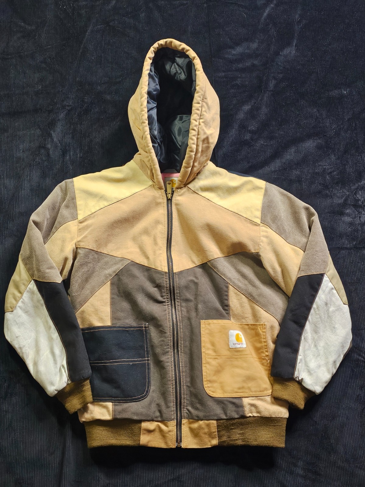 Vintage Carhartt Patchwork Lined Jacket with Hood… - image 1