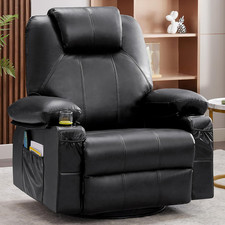 Oversized Swivel Rocker Recliner Chair with Heat and Massage, 360 Degree Swivel
