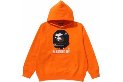 A BATHING APE BAPE (B)Y Bathing Ape Pullover Hoodie Orange New Authentic SZ M L