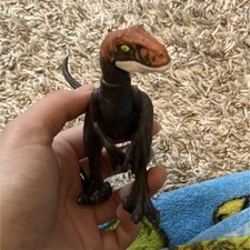 Brown and Red Velociraptor Dinosaur Toy Figure Pretend Play for Kids Age 4-7