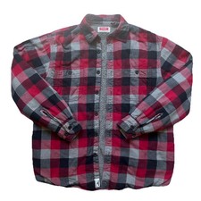 Wrangler Sherpa Lined Plaid Flannel Shirt Jacket Heavyweight Shacket Medium