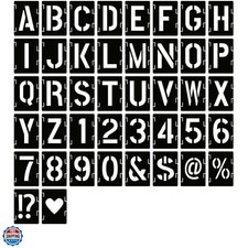 3 Inch Letter Stencils Symbol Numbers Craft Stencils, 42 Pcs Reusable Alphabe...