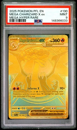 2025 POKEMON PHANTASMAL FLAMES MEGA HYPER RARE #130 MEGA CHARIZARD X EX PSA 9