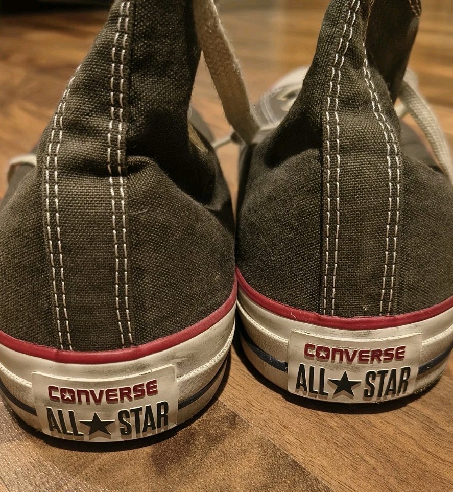 Converse Chuck Taylor All Star High Top Gray White Canvas Sneakers Size 11 thumbnail 5