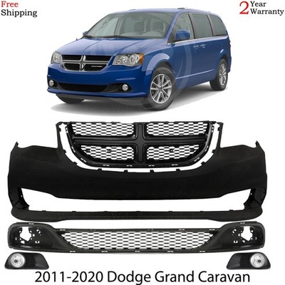 Front Bumper Cover Paintable & Grille Assembly For 2011-2020 Dodge Grand Caravan
