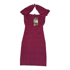 Nwt Guess Marciano Womens Peek-A-Boo Mini Dress Burgundy Xs Pretty Plum Bodycon